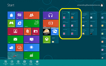 Windows 8 Anwaltssoftware Labortests - Metro-App Start-Oberflche mit installiertem LawFirm Professional Echtsystem